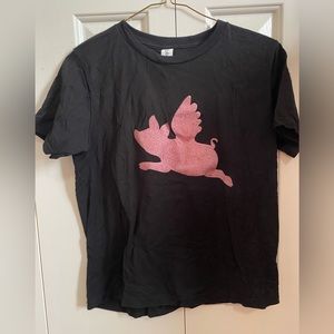 Tultex Youth Pig Short Sleeve // Size Large // Black and pink